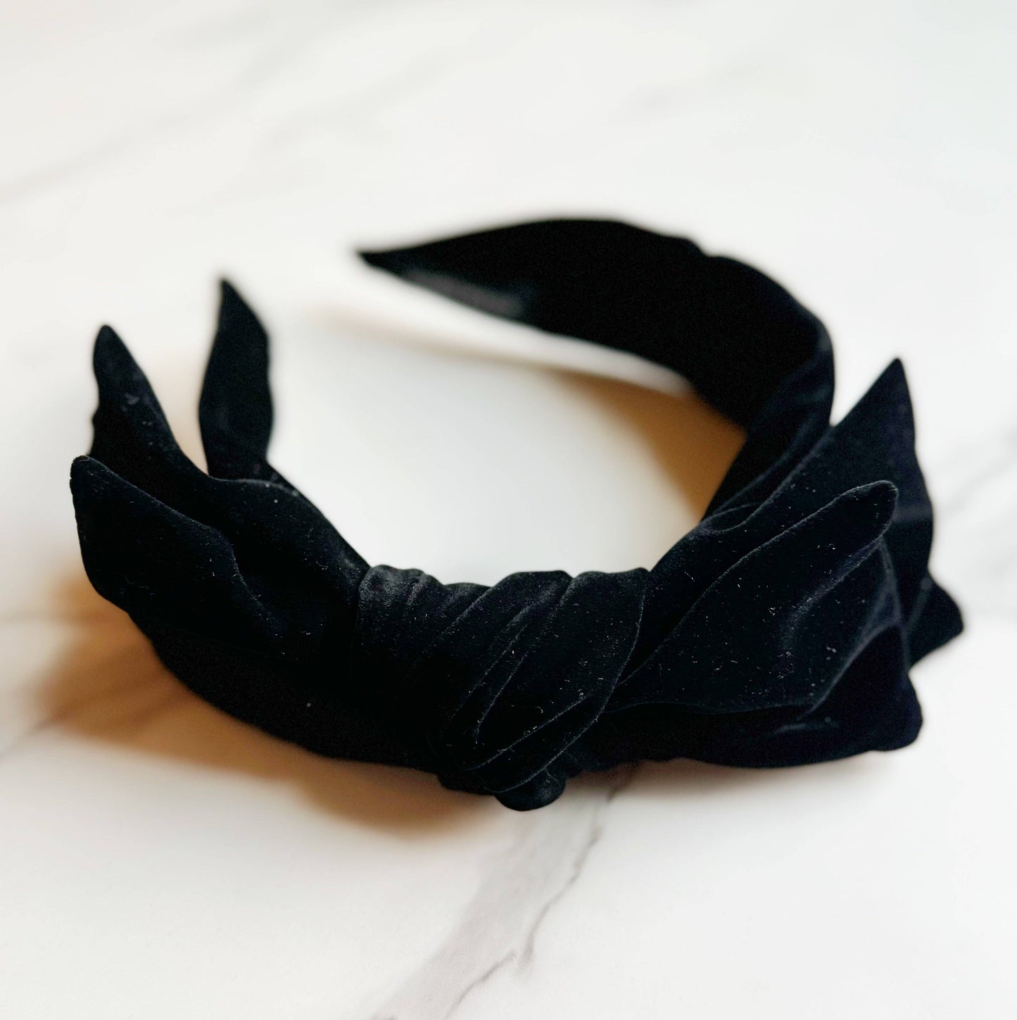 Structured Velvet Bow Headband: Deep Pink