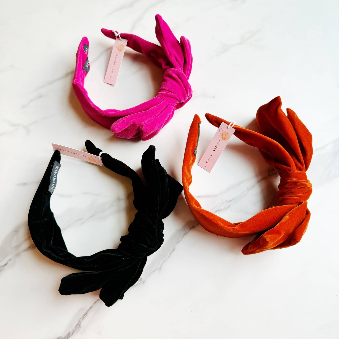 Structured Velvet Bow Headband: Deep Pink