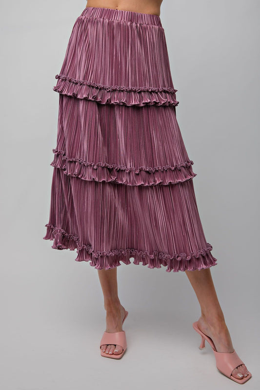 RESTOCK! Mauve Pleated Midi Skirt